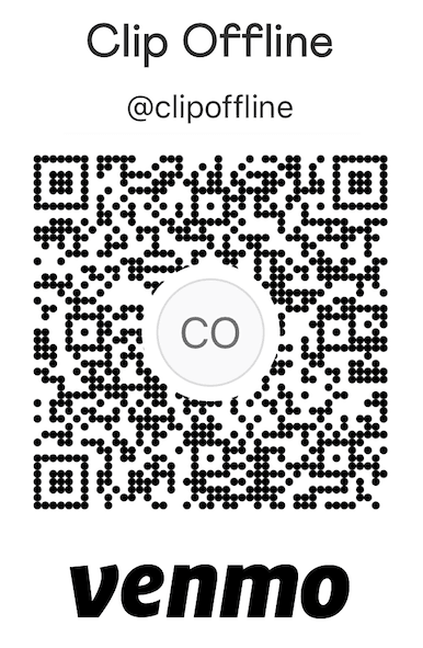 Venmo QR code for ClipOffline tips